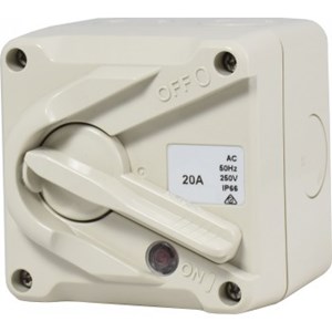Compact 20Amp Single Pole Isolator Switch IP66 